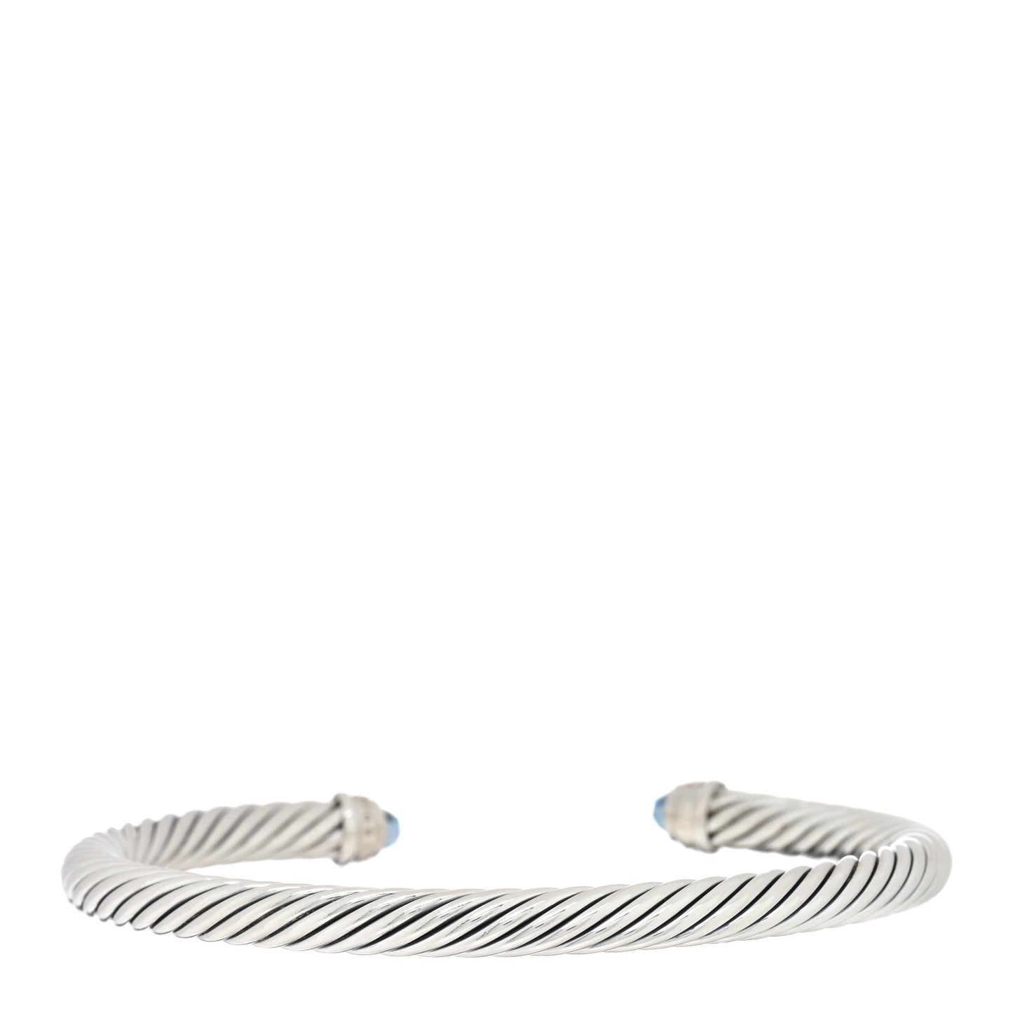 Sterling Silver Diamond Blue Topaz 5mm Cable Classics Bracelet