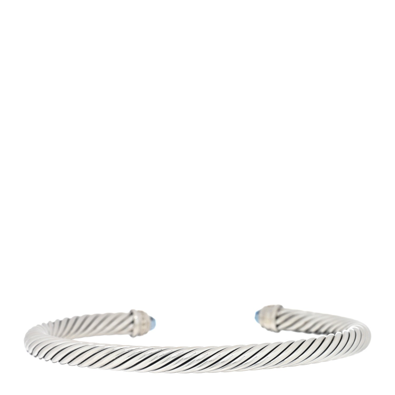 David Yurman Sterling Silver Diamond Blue Topaz 5mm Cable Classics Bracelet 2 of 3