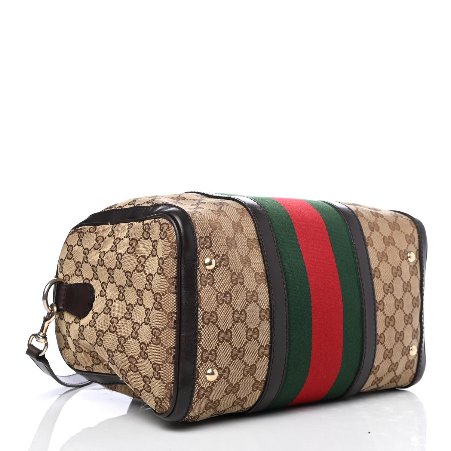 Gucci Monogram Vintage Web Medium Boston Dark Brown 3 of 9