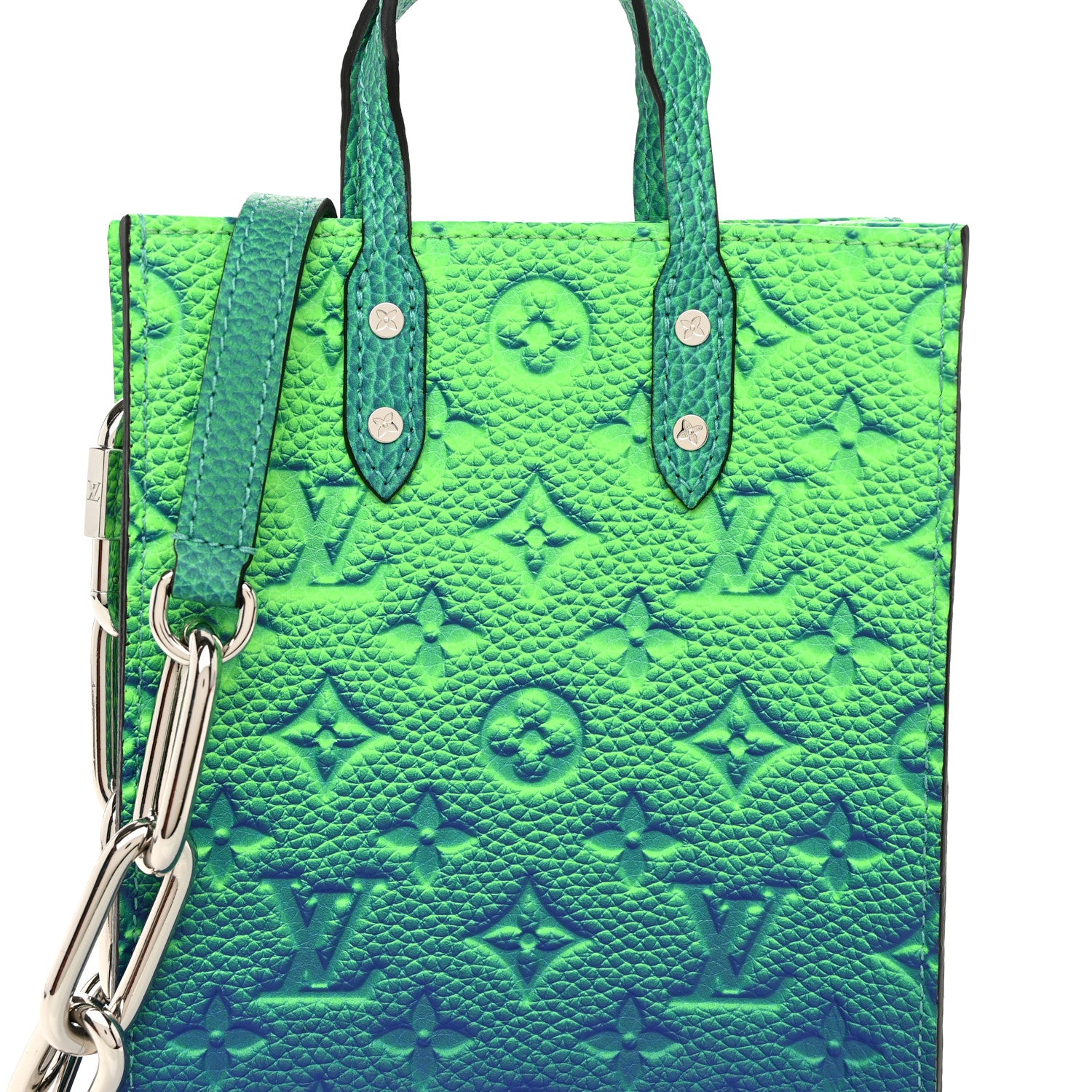 Louis Vuitton Taurillon Illusion Sac Plat XS Bleu Vert 7 of 9