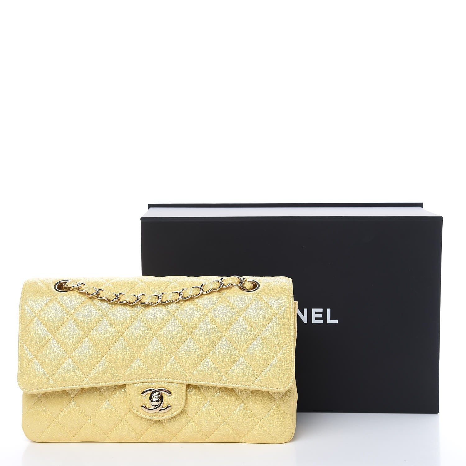Chanel Iridescent Caviar Quilted Medium Double Flap Yellow 11 of 11