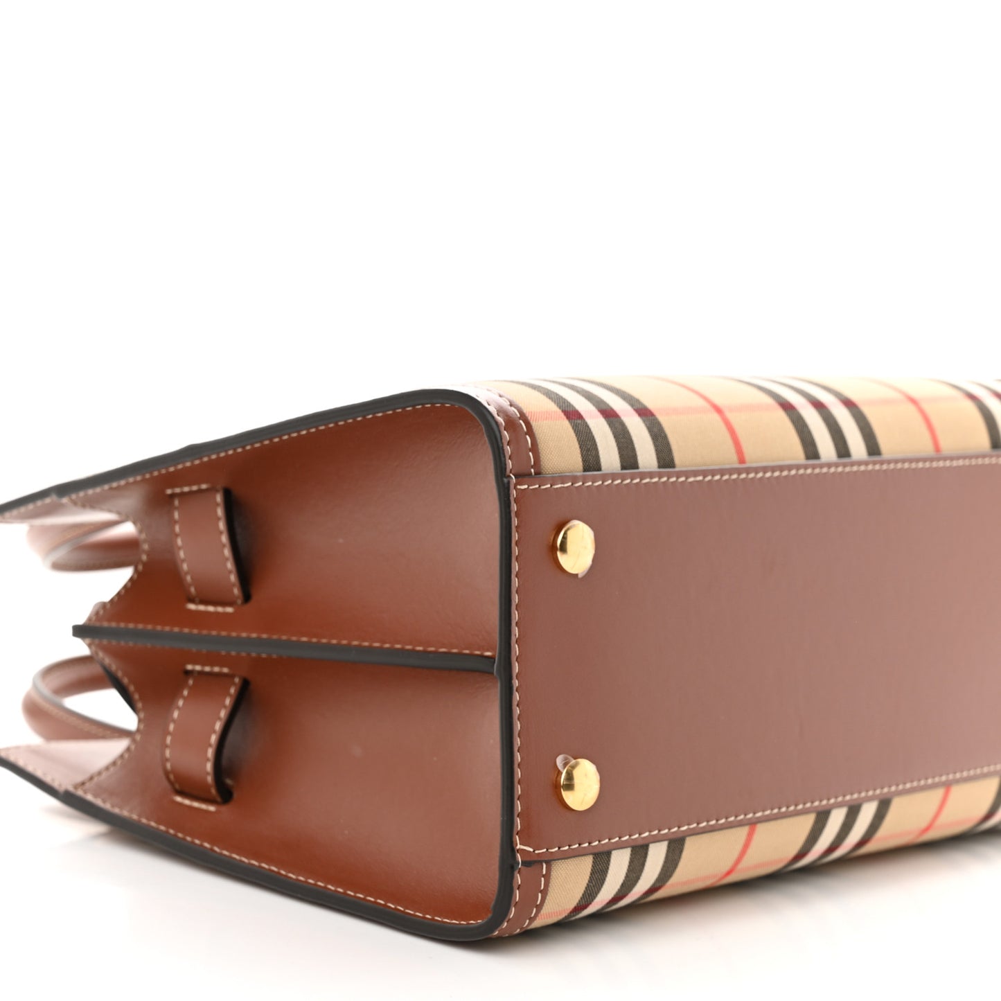 Calfskin Vintage Check Mini Two Handle Title Bag Archive Beige
