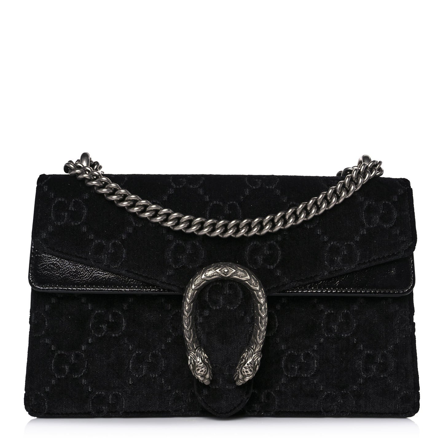 Velvet GG Monogram Small Dionysus Shoulder Bag Black