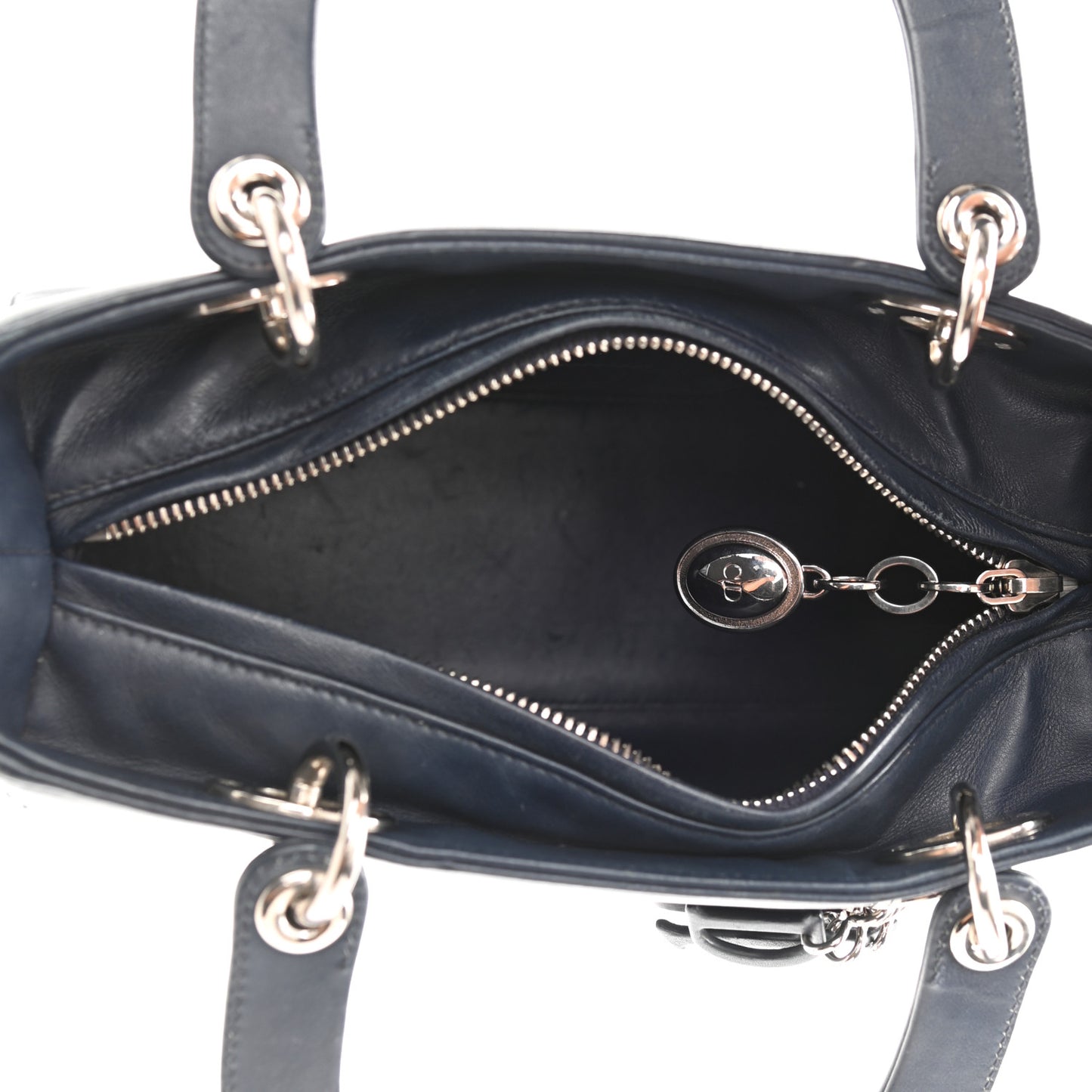 Calfskin Flower Printed Medium Lady Dior Navy Multicolor