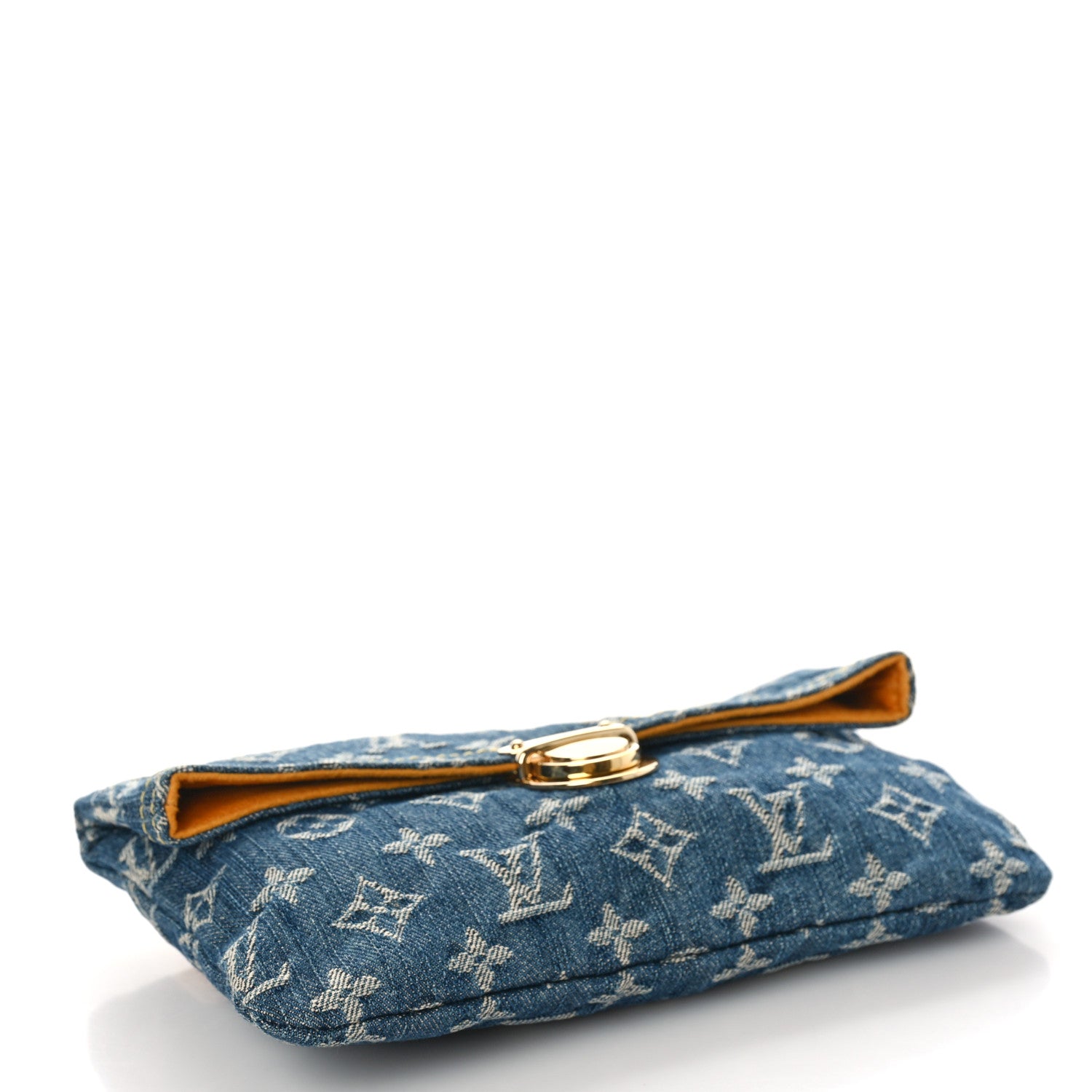 Louis Vuitton Monogram Denim Pochette Plat Clutch Blue 5 of 8