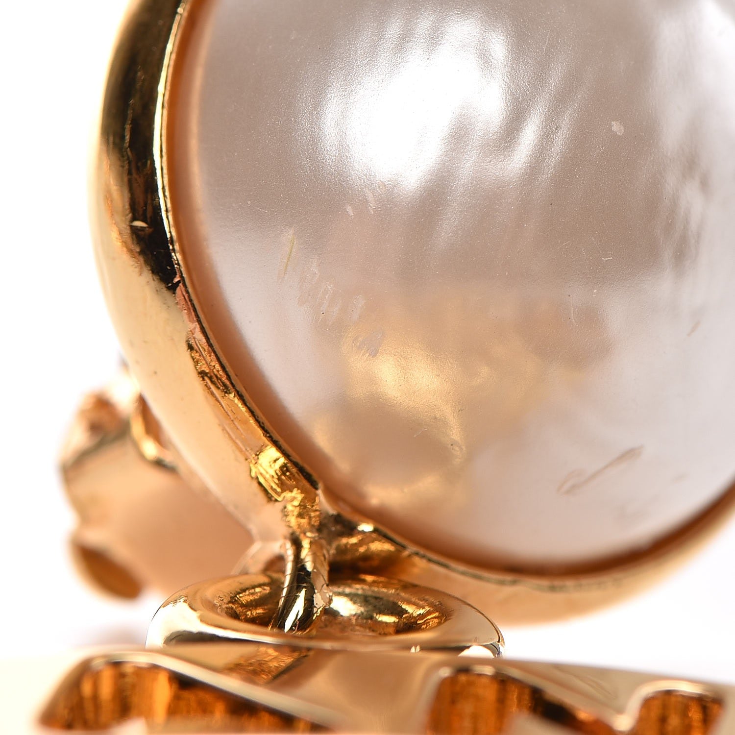 Chanel Pearl Large CC Drop Clip On Earrings Gold 6 of 6