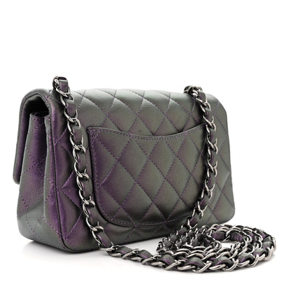 Chanel Iridescent Lambskin Quilted Mini Rectangular Flap Dark Purple 3 of 15