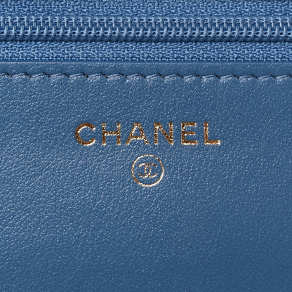 Chanel Denim Quilted CC Pearl Crush Wallet on Chain WOC Blue 6 of 12