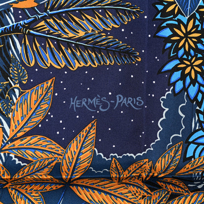 Hermes Silk Wild Singapore Scarf 90 Bleu Roy Gold Marine 2 of 6
