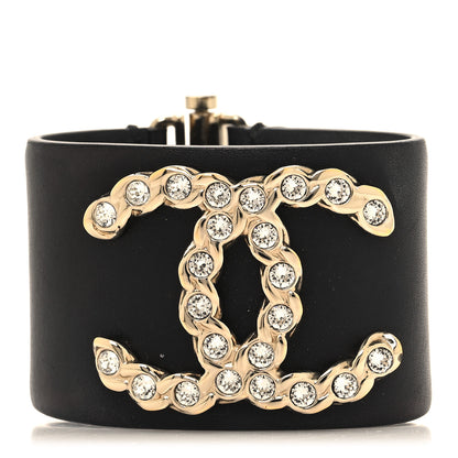 Chanel Calfskin Crystal Pearls Coronation Cuff Black 1 of 7