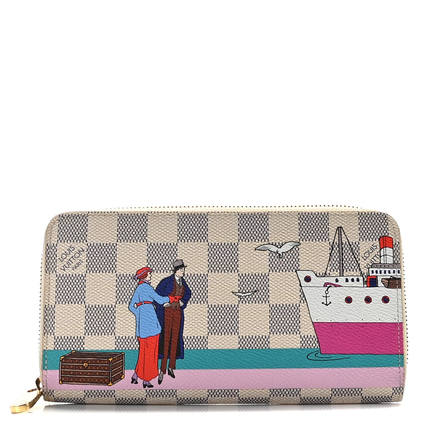 Louis Vuitton Damier Azur 2016 Christmas Animation Zippy Wallet Rose Ballerine 1 of 11