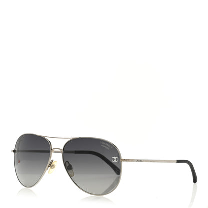 Chanel Metal Polarized Aviator CC Sunglasses 4189-T-Q Gold 1 of 8