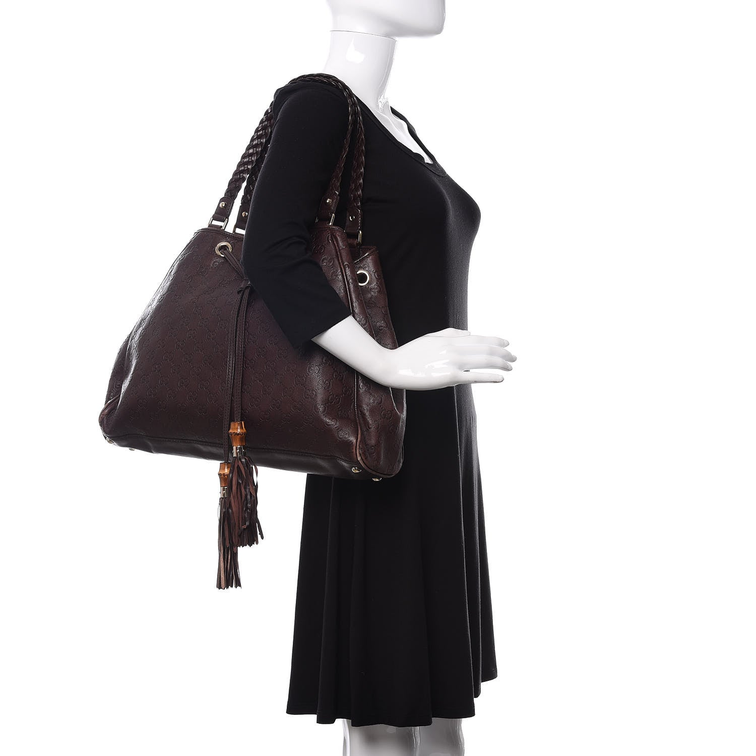 Gucci Guccissima Peggy Braided Tote Dark Brown 2 of 15