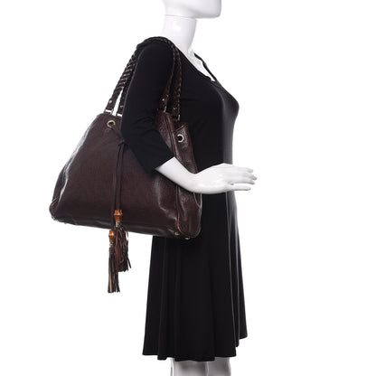 Gucci Guccissima Peggy Braided Tote Dark Brown 2 of 15