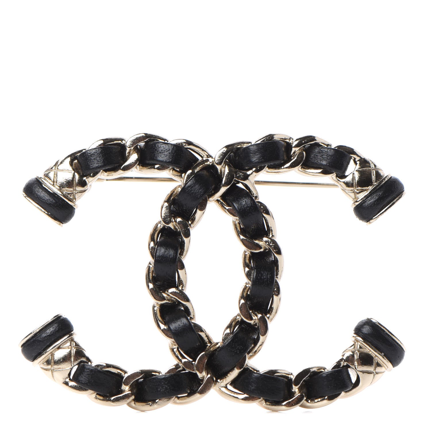 Chanel Lambskin Chain CC Brooch Black Gold 1 of 4