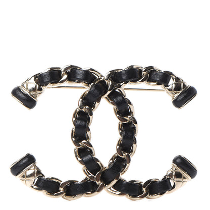 Chanel Lambskin Chain CC Brooch Black Gold 1 of 4