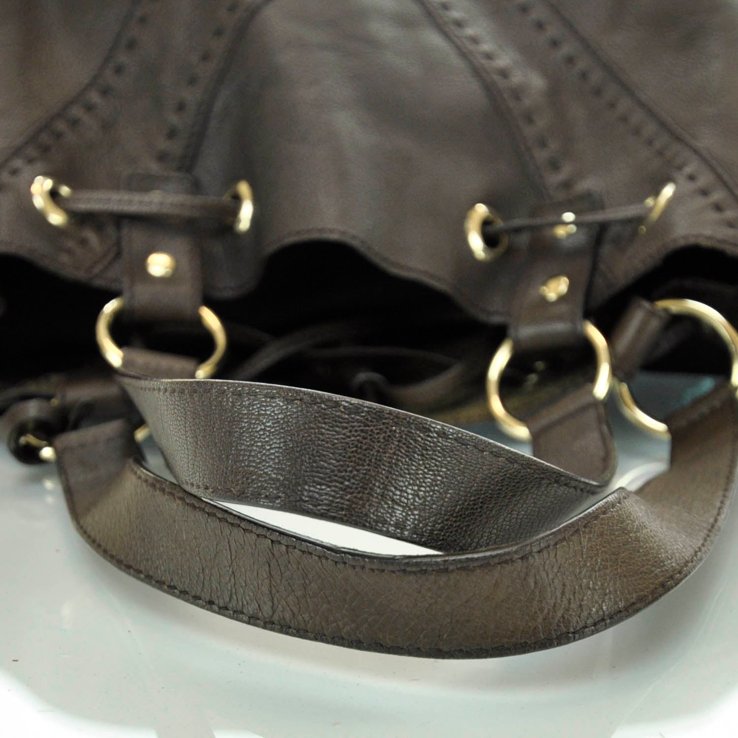 Saint Laurent Leather Reversible Double Sac Y Tote Gold Brown 14 of 17