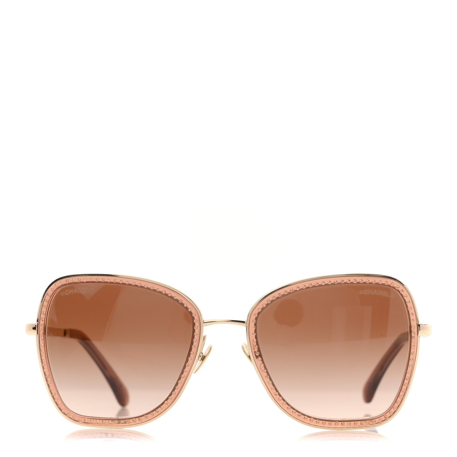 Chanel Square Frame Sequin Sunglasses 4277-B Gold Brown 2 of 8