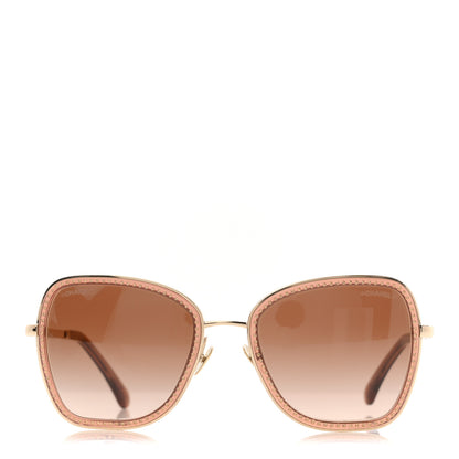 Chanel Square Frame Sequin Sunglasses 4277-B Gold Brown 2 of 8