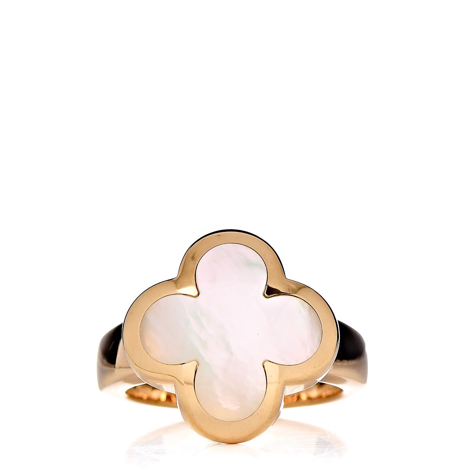 Van Cleef & Arpels 18K Yellow Gold Mother of Pearl Pure Alhambra Ring 50 5.25 1 of 6
