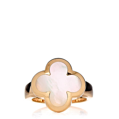 Van Cleef & Arpels 18K Yellow Gold Mother of Pearl Pure Alhambra Ring 50 5.25 1 of 6