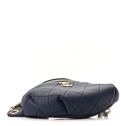 Chanel Lambskin  Quilted Resin Bi-Color Waist Bag Fanny Pack Navy Blue 4 of 10