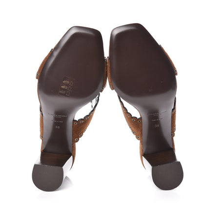 Saint Laurent Suede Eyelet LouLou 70 Mules 38 Land 5 of 8