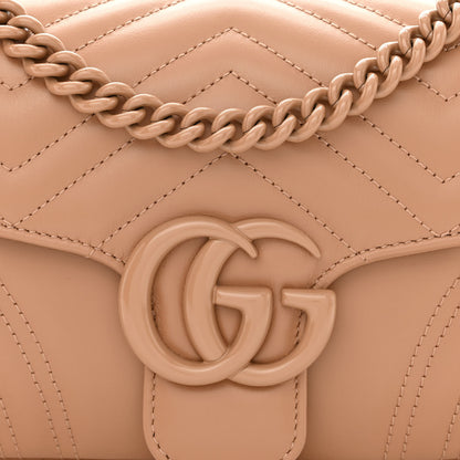 Gucci Calfskin Matelasse Monochrome GG Marmont Crossbody Shoulder Bag Camelia Winter Rose 8 of 10
