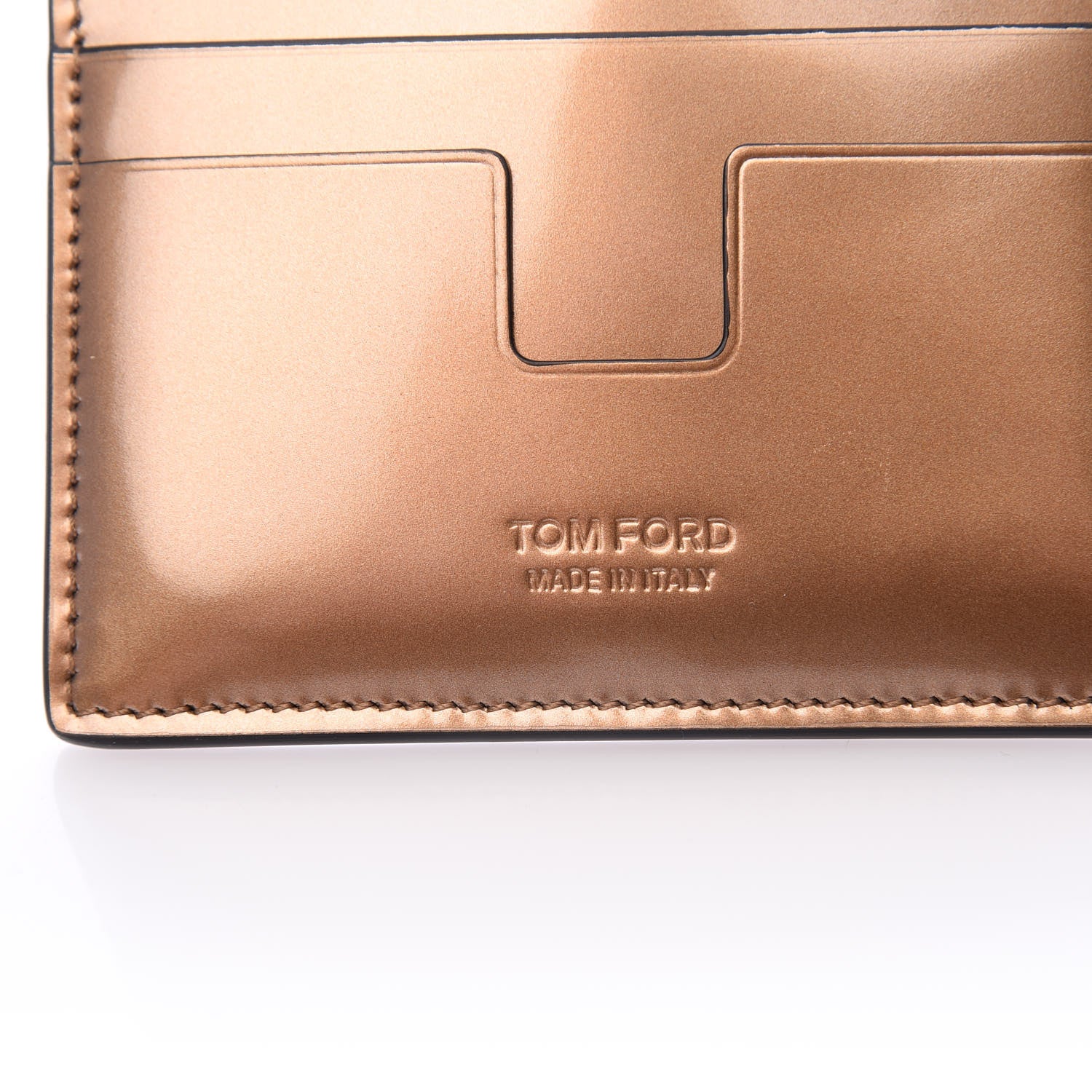 Tom Ford Metallic Calfskin Card Holder Gold 6 of 6