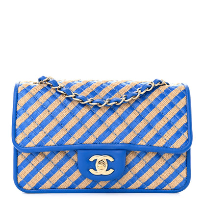 Chanel Raffia Jute Striped Small Urban Jungle Single Flap Blue 1 of 11