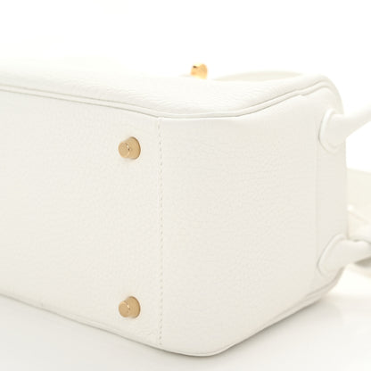 Hermes Taurillon Clemence Mini Lindy 20 New White 9 of 11