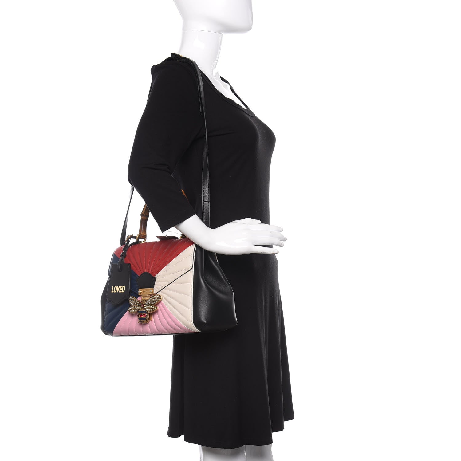 Gucci Calfskin Bamboo Trapuntata Queen Margaret Top Handle Bag Blue Agata Hibiscus Red Mystic White Sugar Pink 2 of 12