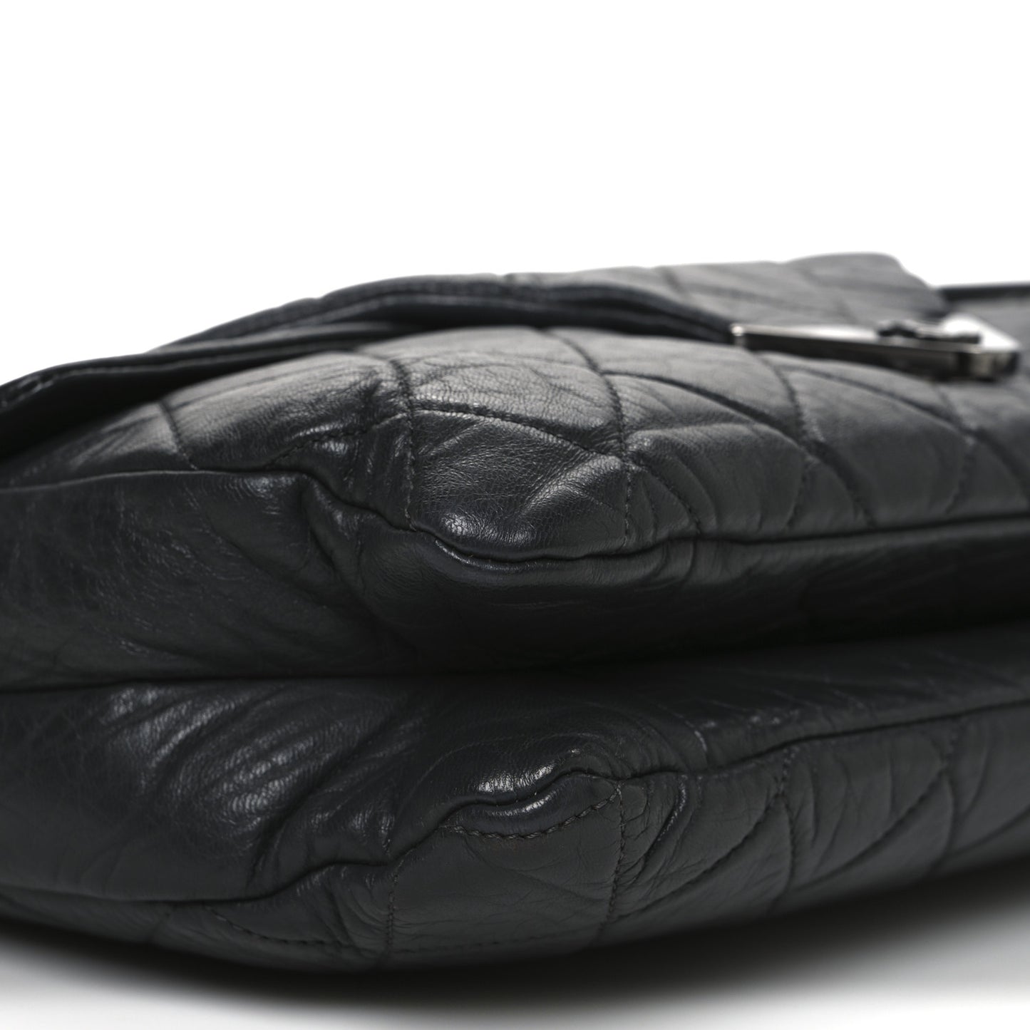 Lambskin Quilted Padded Envelope Flap Black