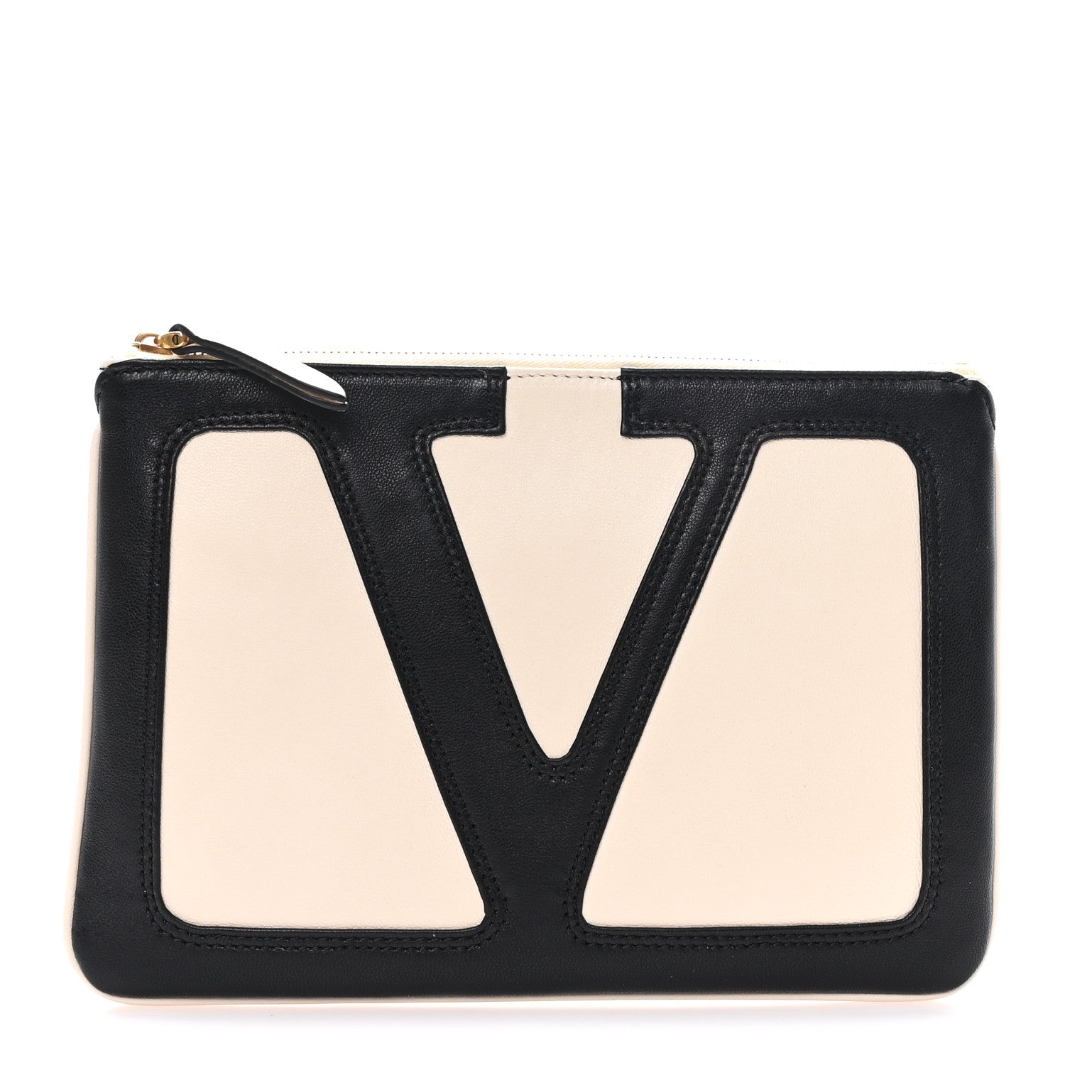 Valentino Garavani Nappa Vlogo Zip Pouch Butter Black 1 of 7