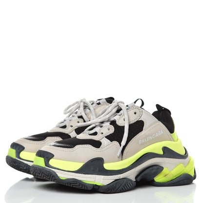 Balenciaga Fabric Mesh Womens Triple S Sneakers 36 Grey Black Jaune Fluo 3 of 8