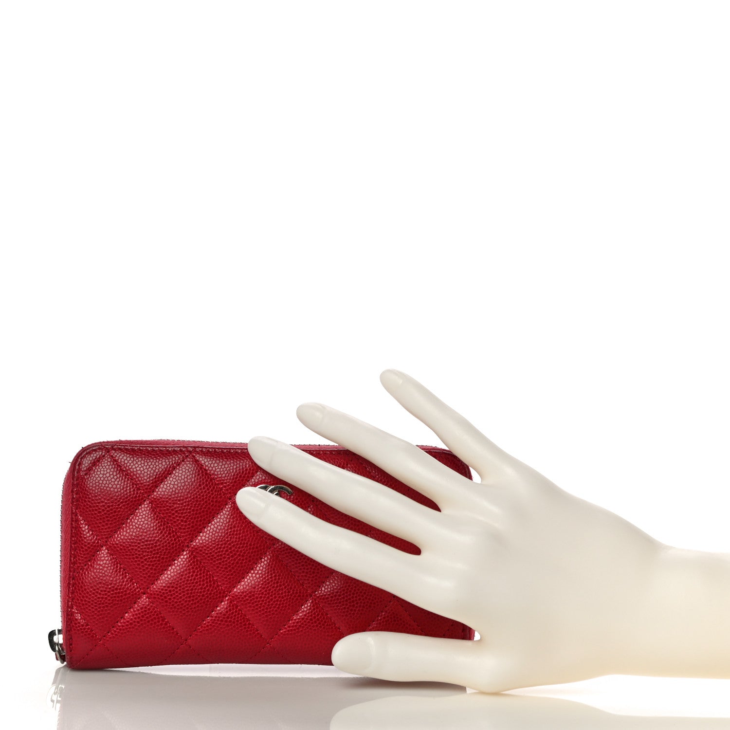 Chanel Caviar Quilted Medium Zip Around Wallet Red 2 of 21