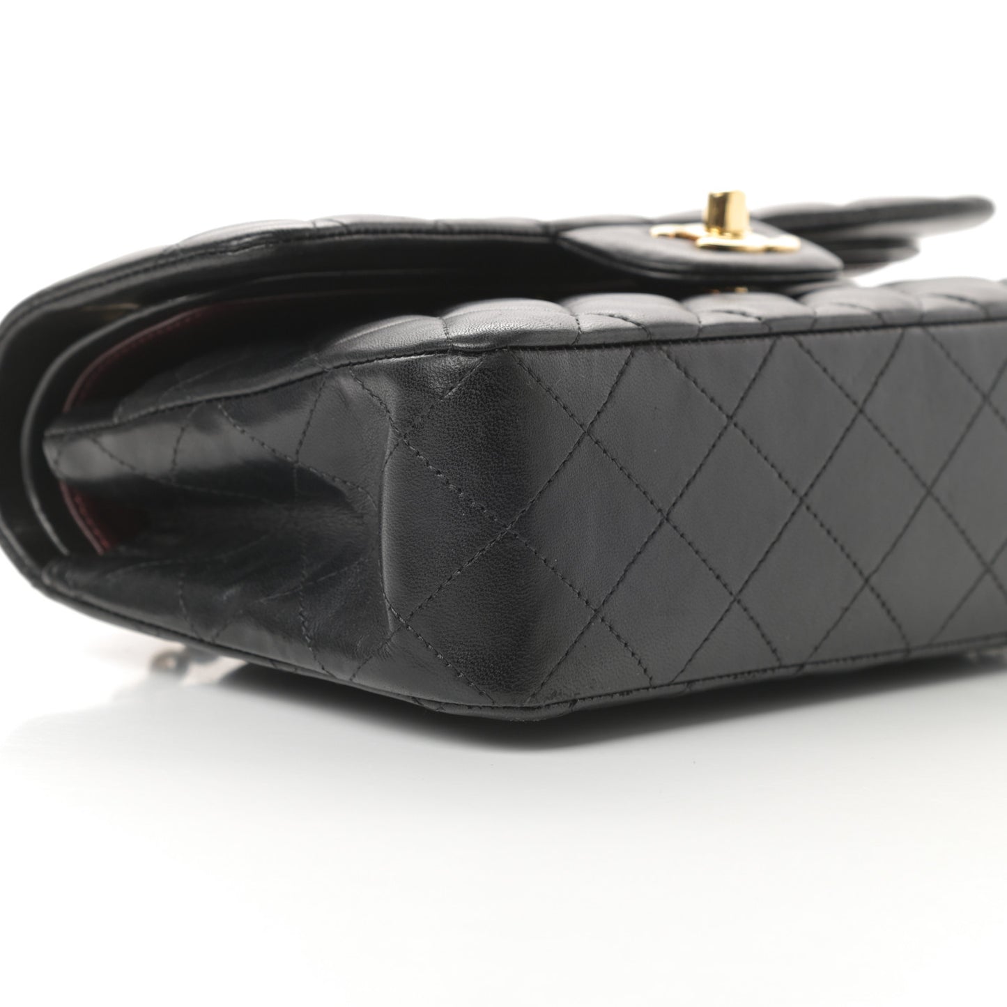 Lambskin Quilted Small Double Flap Black