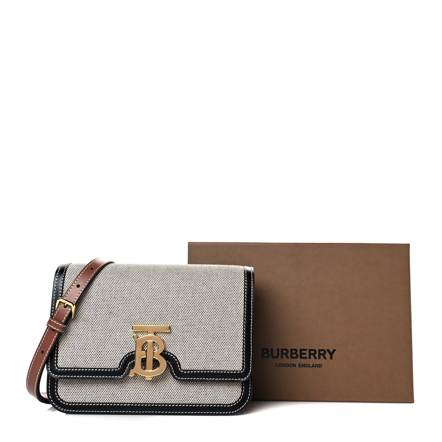 Burberry Canvas Calfskin Small TB Bag Natural 11 of 11