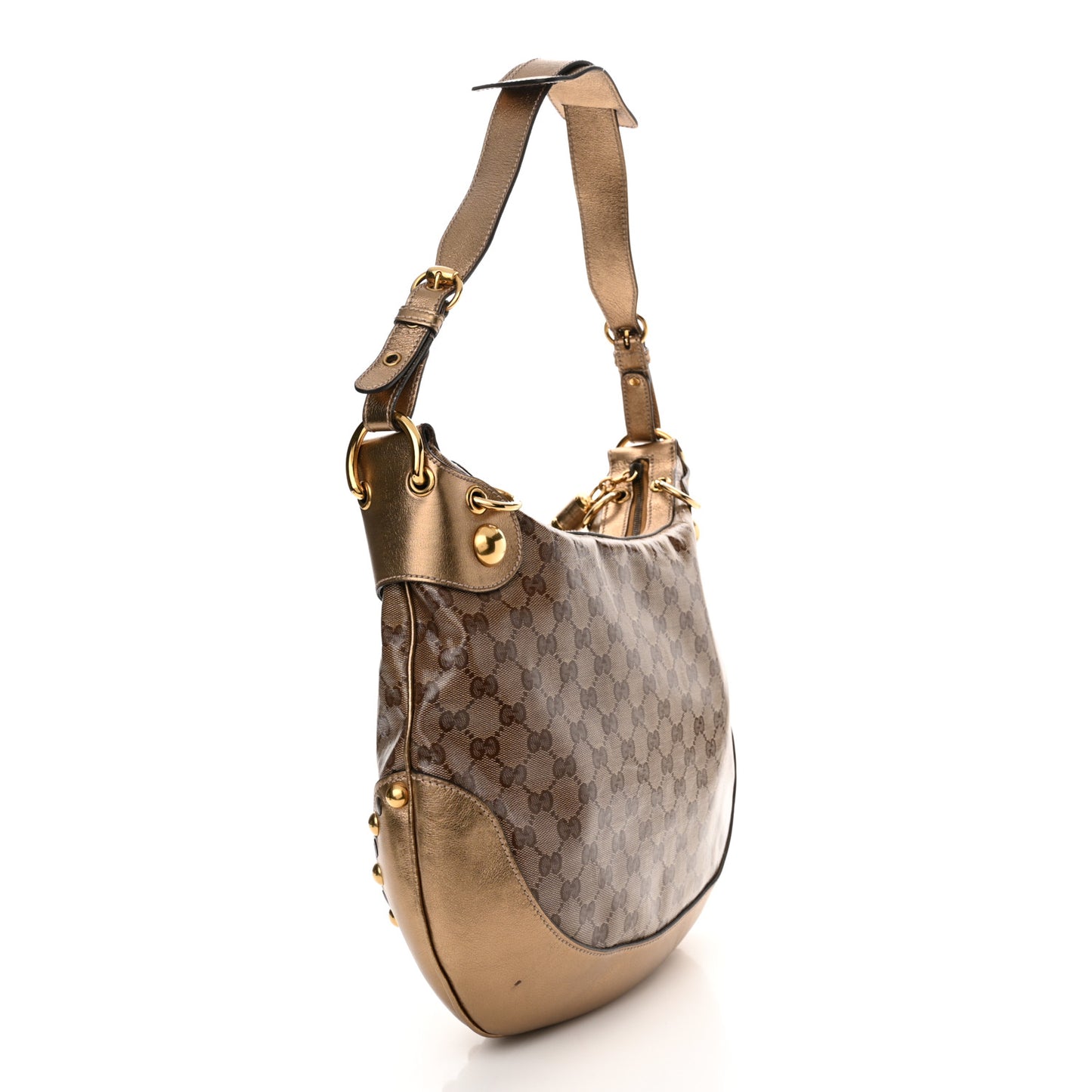 Crystal Monogram Babouska Hobo Gold