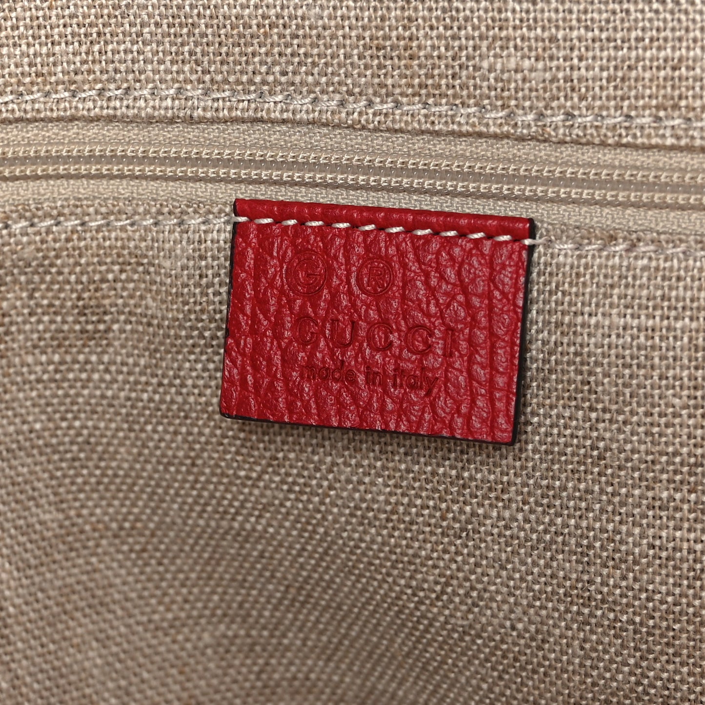 Monogram Bree Zippered Tote Beige Red