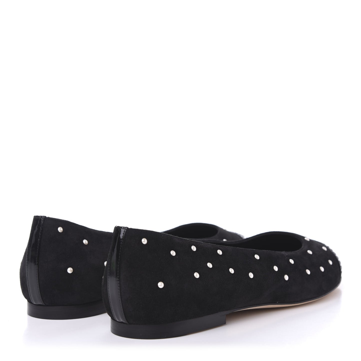 Suede Pearl Patent CC Cap Toe Ballerina Flats 40 Black
