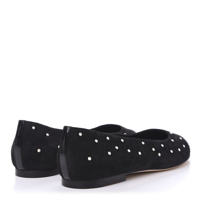 Chanel Suede Pearl Patent CC Cap Toe Ballerina Flats 40 Black 4 of 9