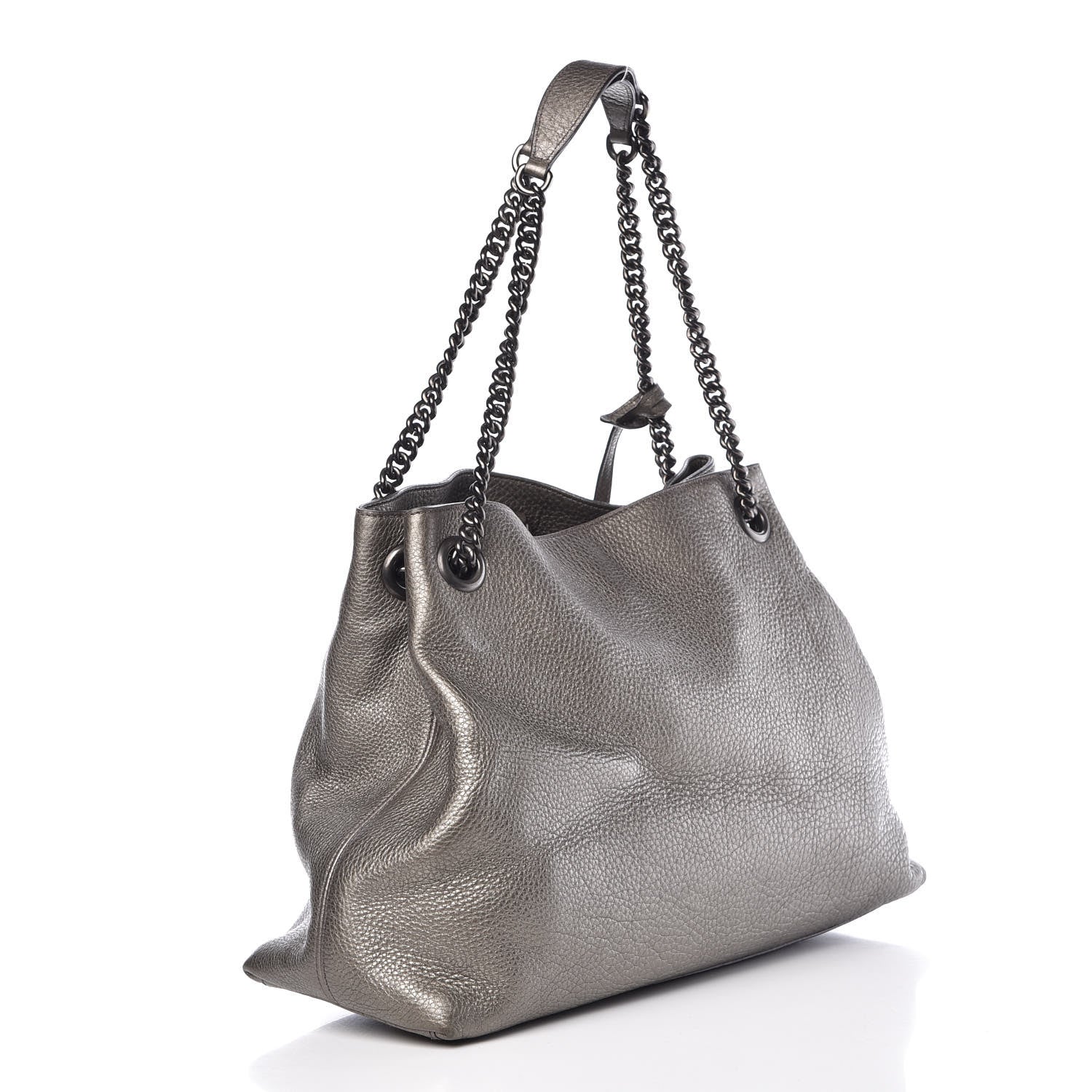 Gucci Metallic Pebbled Calfskin Medium Soho Chain Shoulder Bag Sasso 3 of 10