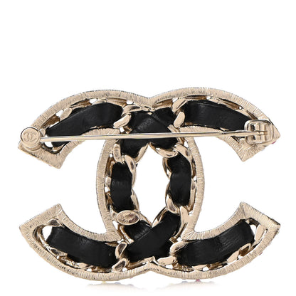 Chanel Lambskin Crystal CC Chain Brooch Black Gold Multicolor 3 of 6