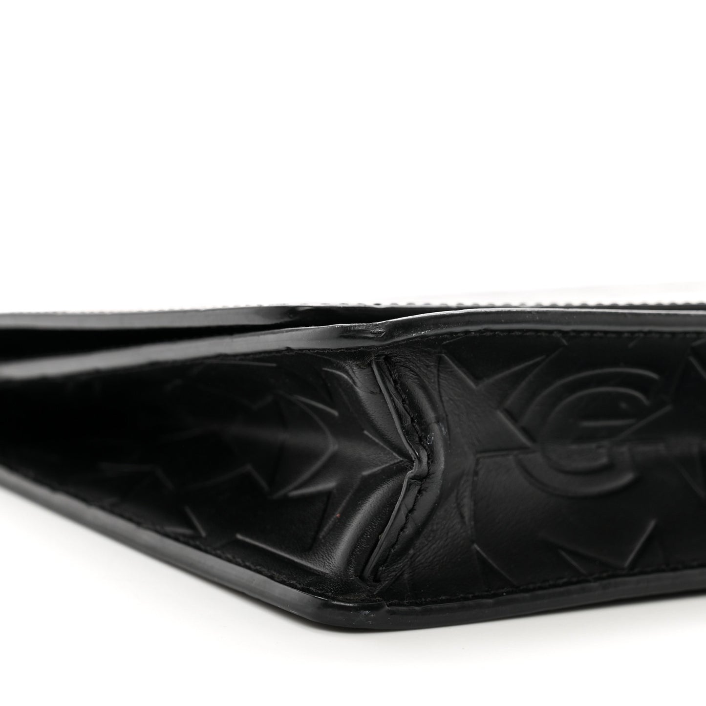 Calfskin Star Embossed Chain Wallet Black
