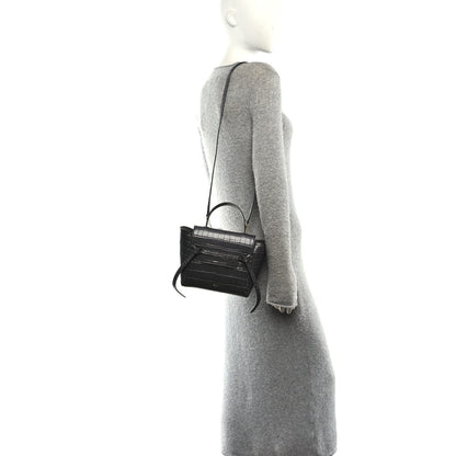 Celine Calfskin Crocodile Embossed Nano Belt Bag Grey 2 of 10