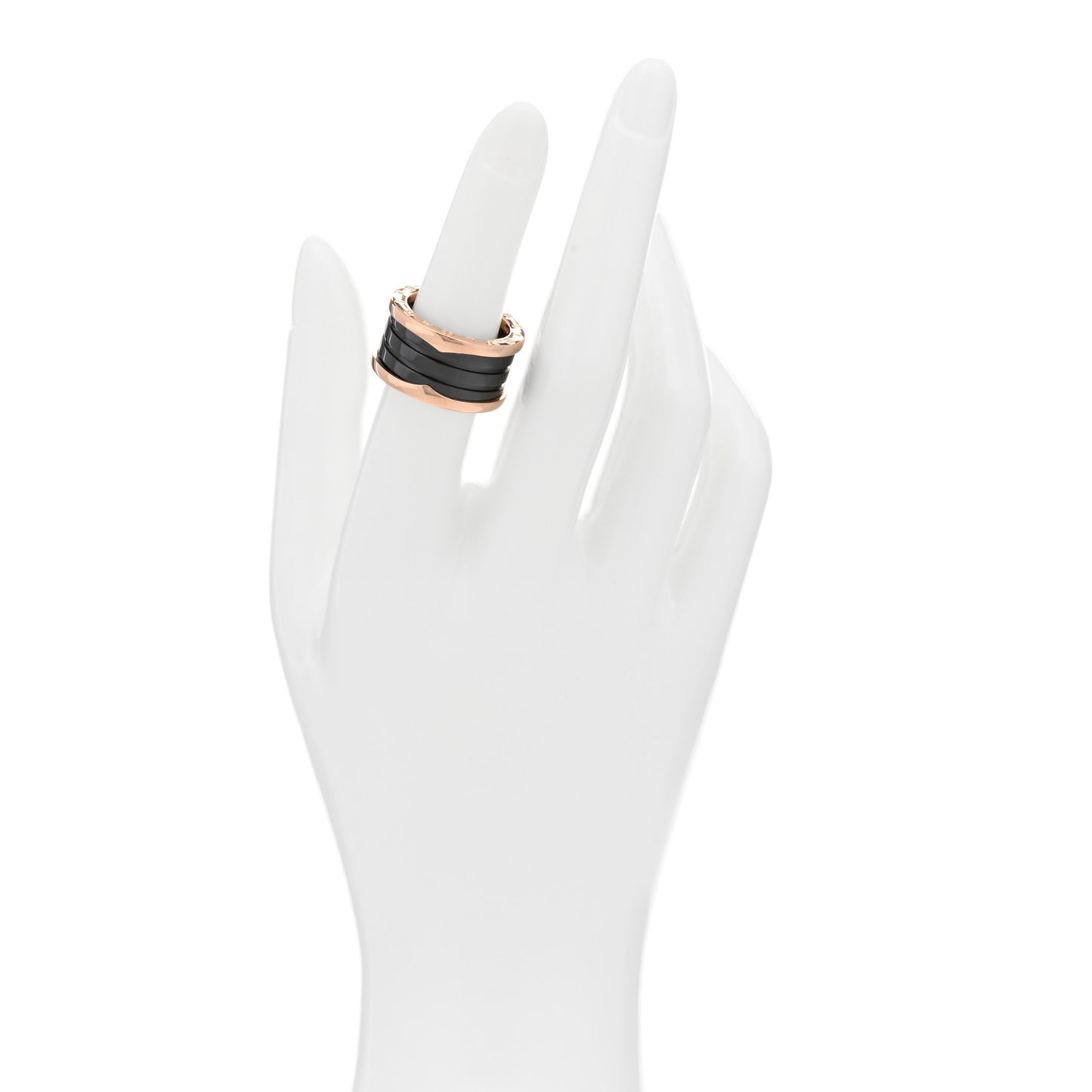 18K Rose Gold Black Ceramic B.Zero1 Four-Band Ring 53 6.25
