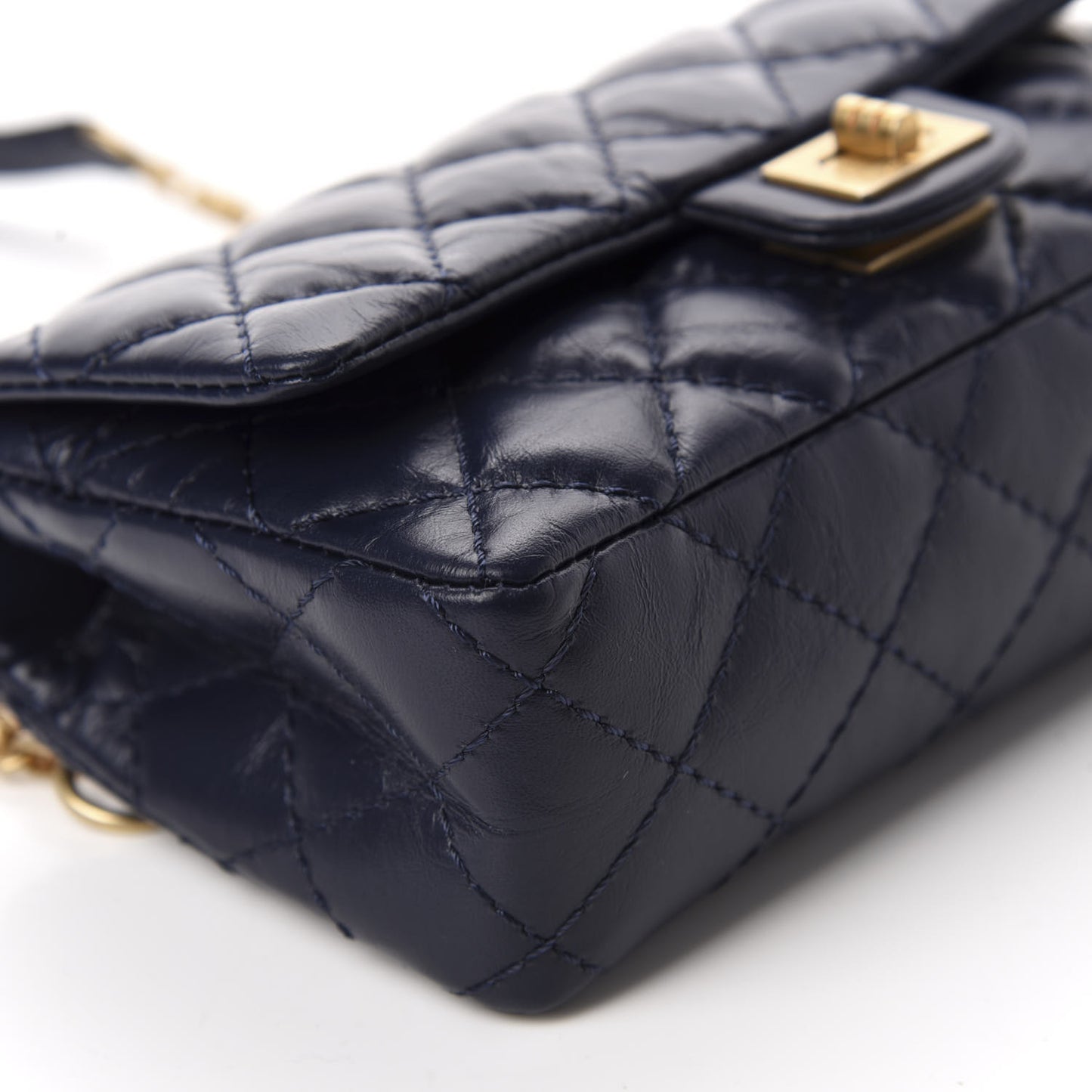 Aged Calfskin Quilted 2.55 Reissue Flap Belt Bag Clutch Navy