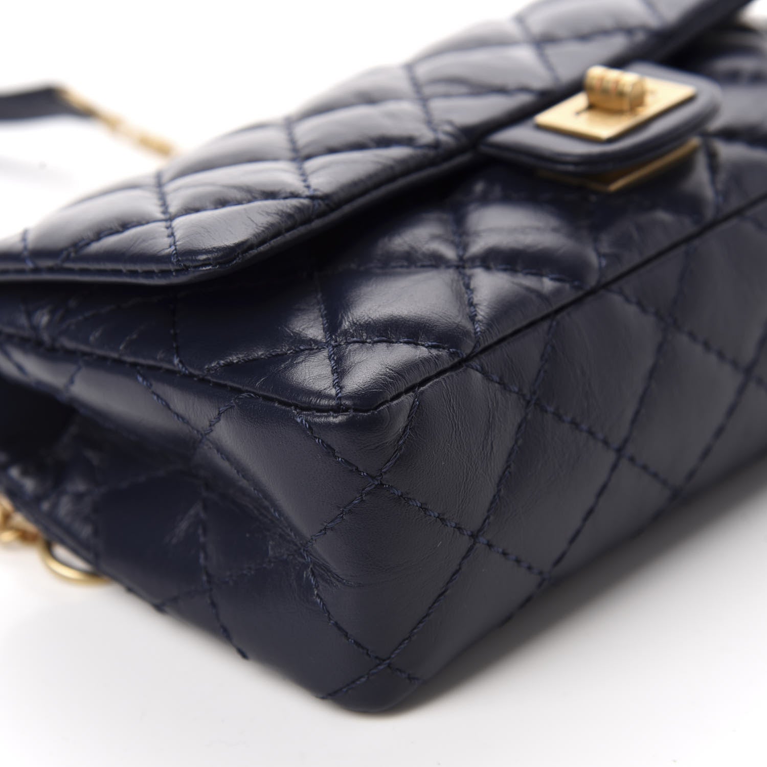 Chanel Aged Calfskin Quilted 2.55 Reissue Flap Belt Bag Clutch Navy 6 of 10