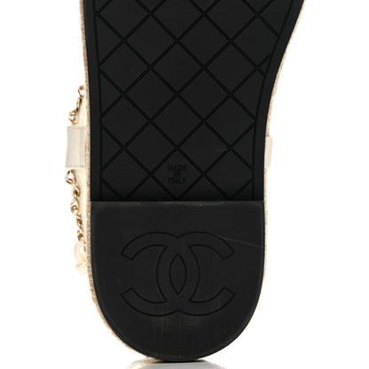 Chanel Lambskin Chain CC Thong Espadrille Sandals 37 White 8 of 10